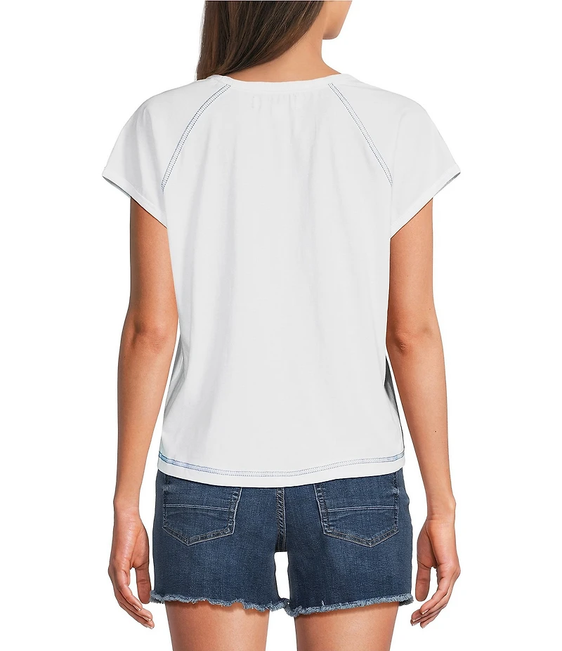 City Blues Ocean Saint Tropez Graphic Scoop Neck Short Raglan Sleeve Boxy Tee