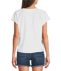 City Blues Ocean Saint Tropez Graphic Scoop Neck Short Raglan Sleeve Boxy Tee