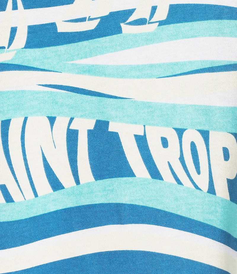City Blues Ocean Saint Tropez Graphic Scoop Neck Short Raglan Sleeve Boxy Tee