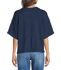 City Blues Petite Size Broome Crew Neck Short Sleeve Cropped Sweater
