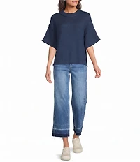 City Blues Petite Size Broome Crew Neck Short Sleeve Cropped Sweater