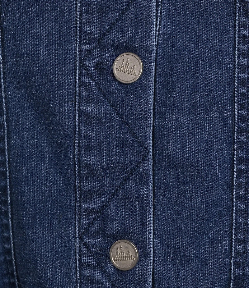 City Blues Petite Size Denim Point Collar Long Sleeve Button Front Bomber Jacket
