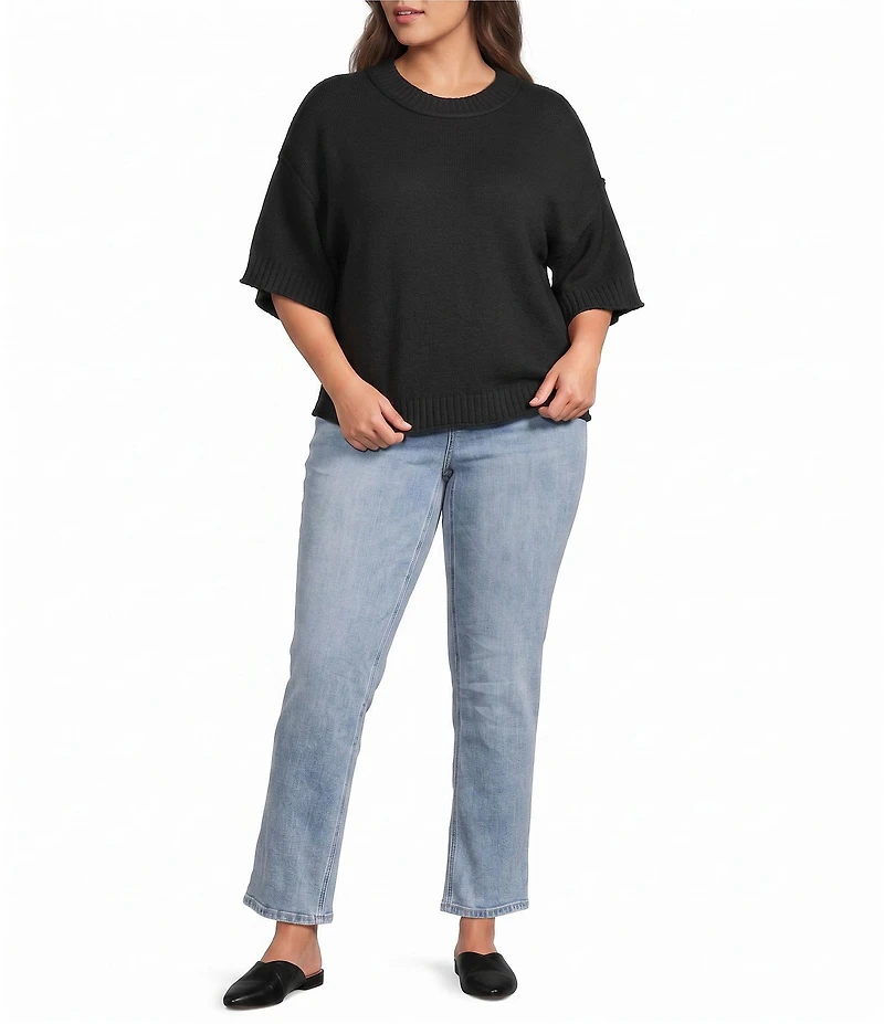 City Blues Plus Size Broome Crew Neck Short Sleeve Cropped Sweater