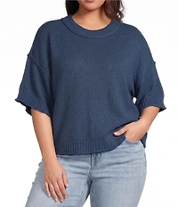 City Blues Plus Size Broome Crew Neck Short Sleeve Cropped Sweater