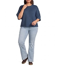 City Blues Plus Size Broome Crew Neck Short Sleeve Cropped Sweater