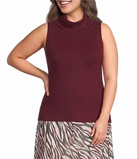 City Blues Plus Size Kelly Turtle Neck Sleeveless Sweater
