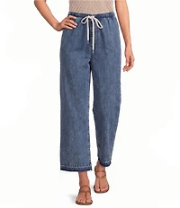 City Blues Pull-On Raw-Hem Lounge Crop Denim Jeans