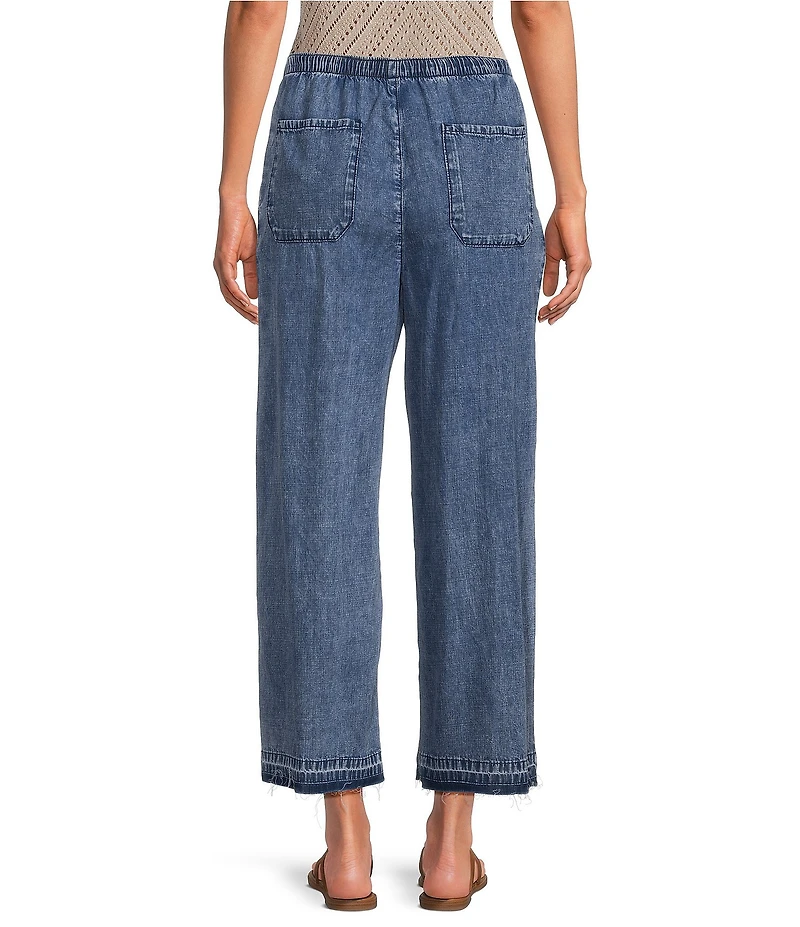 City Blues Pull-On Raw-Hem Lounge Crop Denim Jeans
