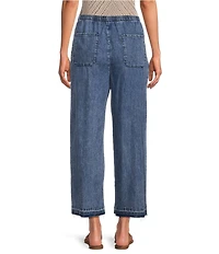 City Blues Pull-On Raw-Hem Lounge Crop Denim Jeans