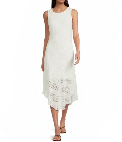 City Blues Ribbon Lace Sleeveless Bias Asymmetric Dress