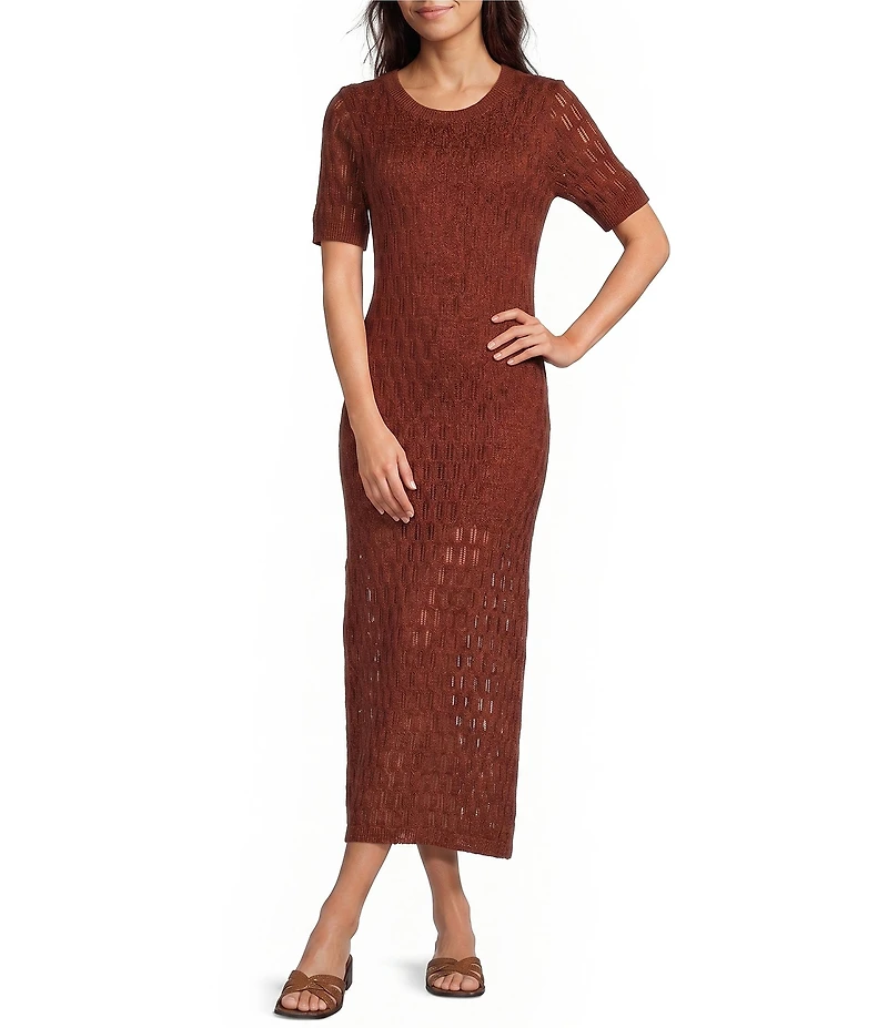 City Blues Scoop Neck Short Sleeve Midi Dress