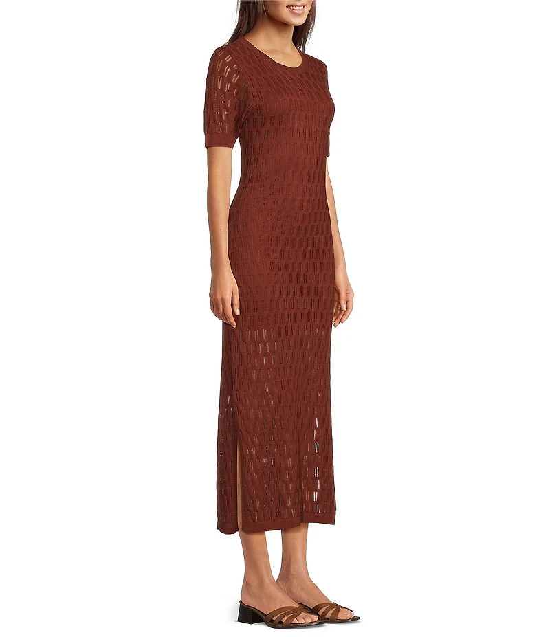 City Blues Scoop Neck Short Sleeve Midi Dress