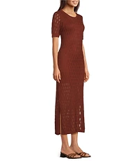 City Blues Scoop Neck Short Sleeve Midi Dress