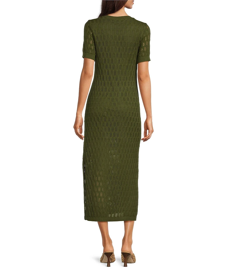 City Blues Scoop Neck Short Sleeve Midi Dress