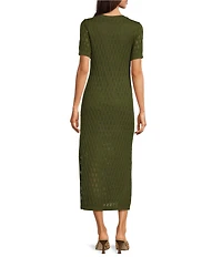 City Blues Scoop Neck Short Sleeve Midi Dress