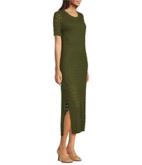 City Blues Scoop Neck Short Sleeve Midi Dress