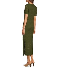 City Blues Scoop Neck Short Sleeve Midi Dress