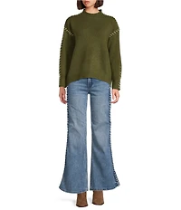 City Blues Side Seam Braid Wide-Leg Denim Jeans