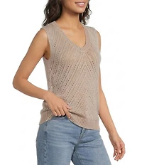 City Blues Sleeveless Acid Wash Crochet Vest