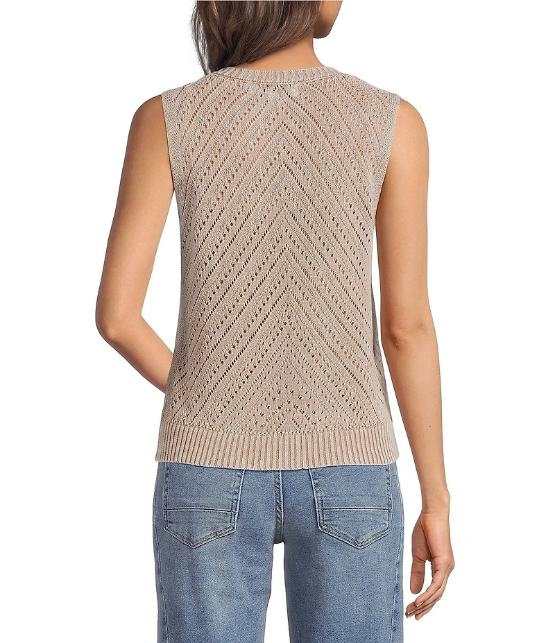 City Blues Sleeveless Acid Wash Crochet Vest