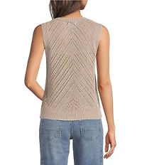 City Blues Sleeveless Acid Wash Crochet Vest