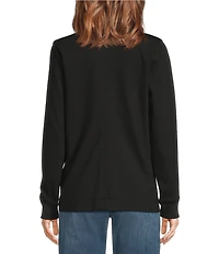 City Blues Solid Ponte Knit Notch Collar Long Sleeve Pocketed Button-Front Blazer