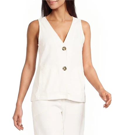 City Blues Stretch V-Neck Sleeveless Relaxed Coordinating Vest