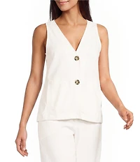 City Blues Stretch V-Neck Sleeveless Relaxed Coordinating Vest