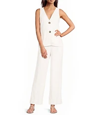 City Blues Stretch V-Neck Sleeveless Relaxed Coordinating Vest