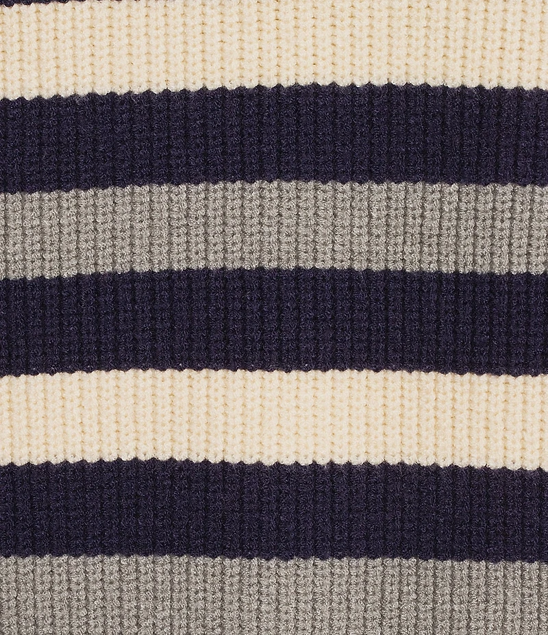 City Blues Striped Ribbed Crew Neck Long Sleeve Knit Sweater