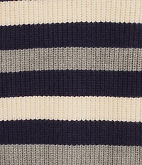 City Blues Striped Ribbed Crew Neck Long Sleeve Knit Sweater