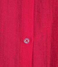 City Blues Woven Banded Collar Short Sleeve Button-Front Shirt