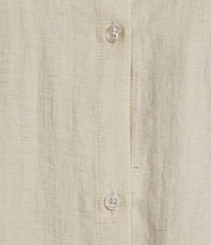 City Blues Woven Banded Collar Short Sleeve Button-Front Shirt