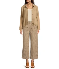 City Blues Woven Stripe Point Collar Long Sleeve Button Front Jacket