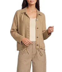 City Blues Woven Stripe Point Collar Long Sleeve Button Front Jacket