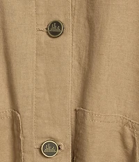 City Blues Woven Stripe Point Collar Long Sleeve Button Front Jacket