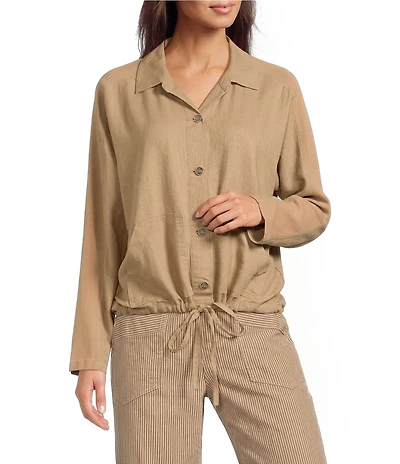 City Blues Woven Stripe Point Collar Long Sleeve Button Front Jacket