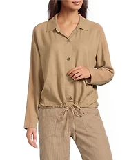 City Blues Woven Stripe Point Collar Long Sleeve Button Front Jacket