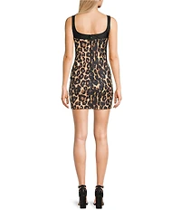 City Vibe Animal Print Stones Sweetheart Neck Bodycon Dress