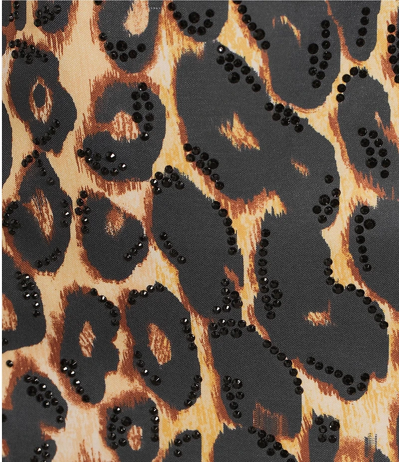 City Vibe Animal Print Stones Sweetheart Neck Bodycon Dress