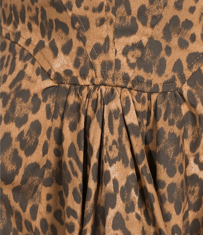 City Vibe Animal Printed Square Neck Bubble Hem Dress