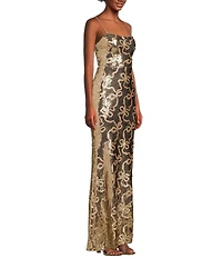 City Vibe Bow Sequin Pattern Lace Up Back Side Slit Dress