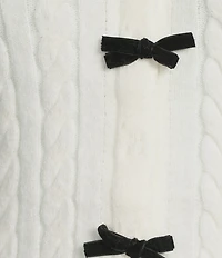 City Vibe Bow Trimmed Long Sleeve Cardigan & Coordinating Flounce Hem Skirt Set