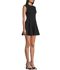 City Vibe Crew Neck Paneled Fit and Flare Mini Dress