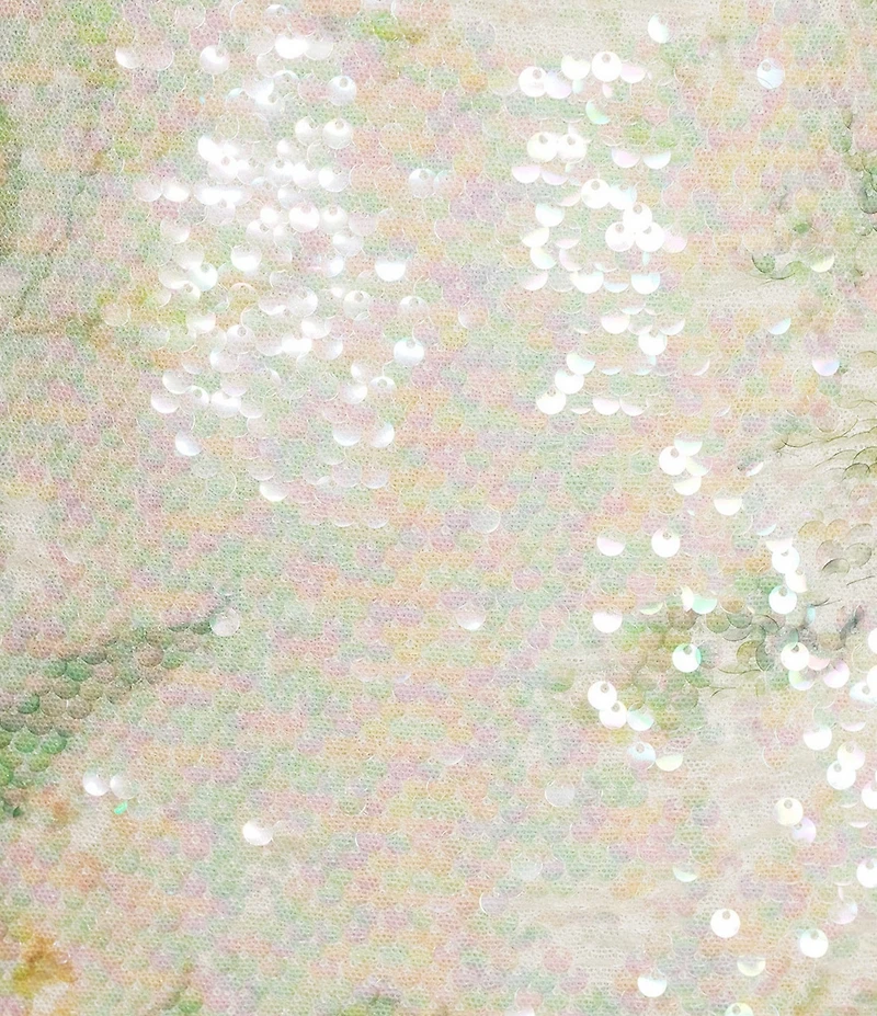 City Vibe Floral Print Sequin Mesh Twist Front Bandeau Side Slit Long Dress