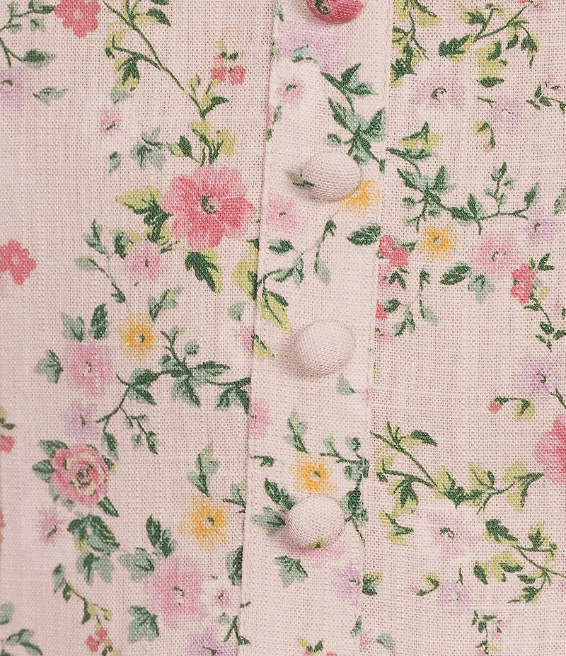 City Vibe Floral Printed Boat Neck Button Front Drop Waist Dress