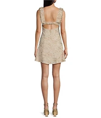 City Vibe Floral Printed Cinch Front Tie Shoulder Dress