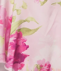 City Vibe Floral Printed Drape Neck Asymmetric Ruffled Long Dress