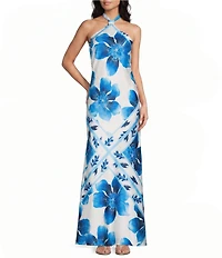 City Vibe Floral Printed Halter Neck Maxi Dress