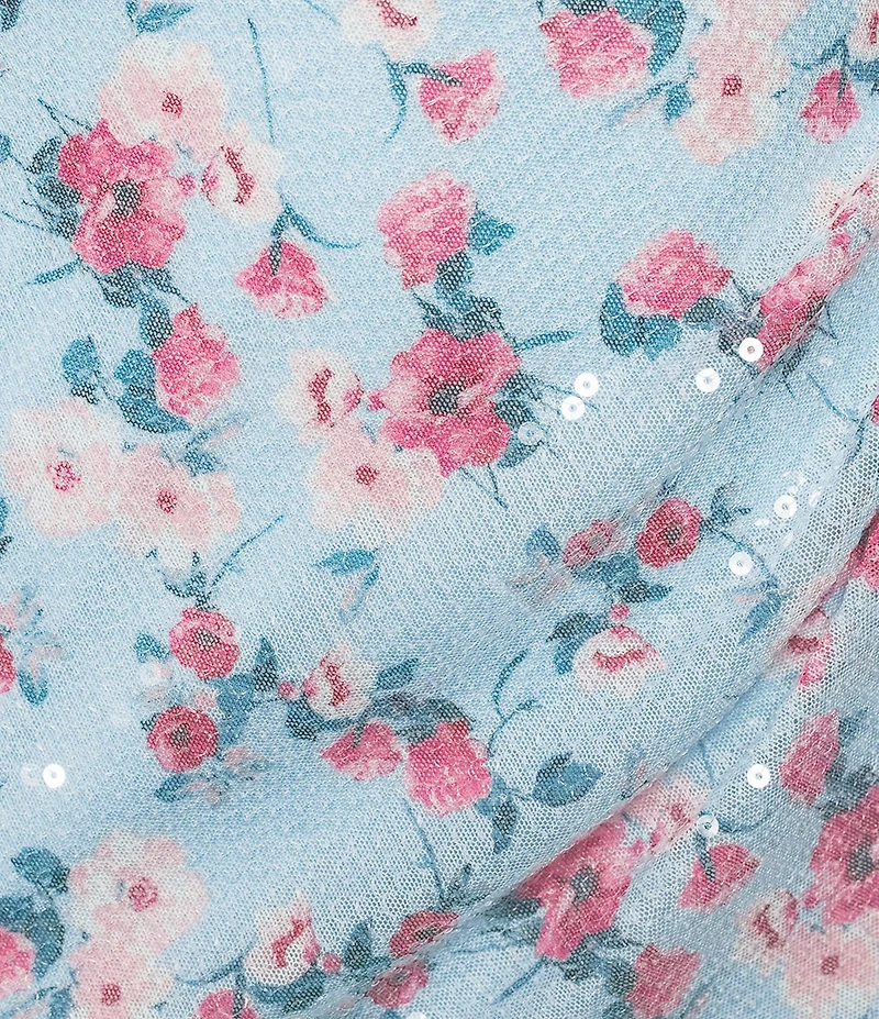 City Vibe Floral Printed Strapless Ruffled Side Sash Dress